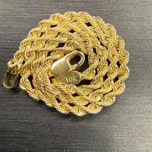 Solid 10K Yellow Italian Gold Diamond Cut Rope Bracelet 7.5” 2.14mm